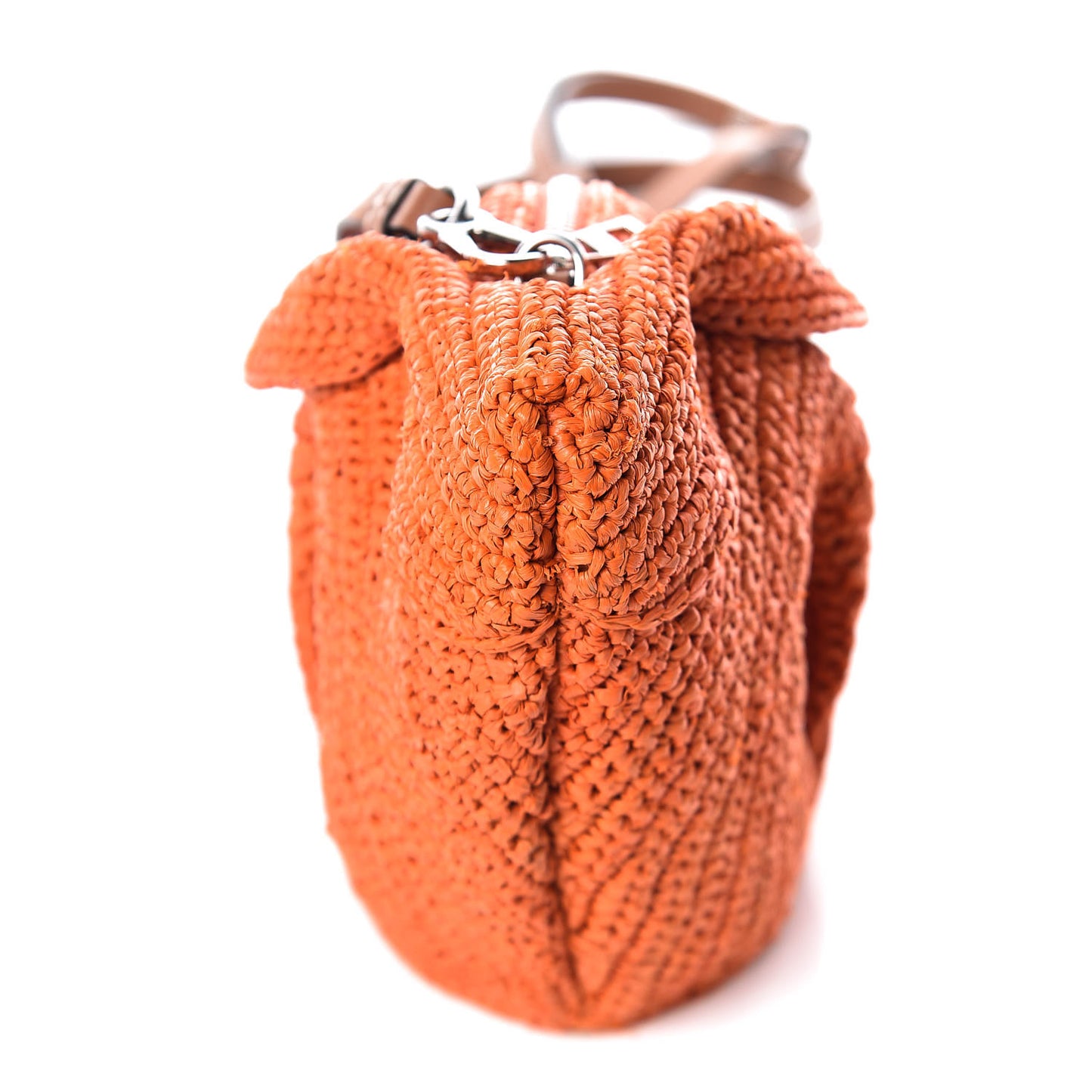Raffia Mini Bunny Crossbody Bag Orange