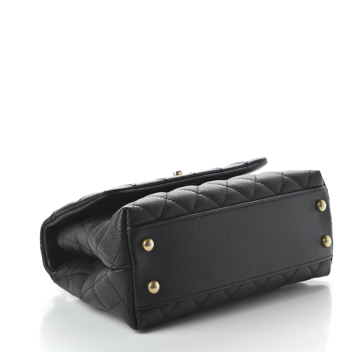 Caviar Lizard Embossed Quilted Mini Coco Handle Flap Black