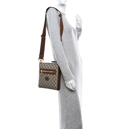 Gucci GG Supreme Monogram Azalea Calfskin Retro Interlocking G Flat Messenger Bag Beige Ebony Brown Sugar 2 of 11