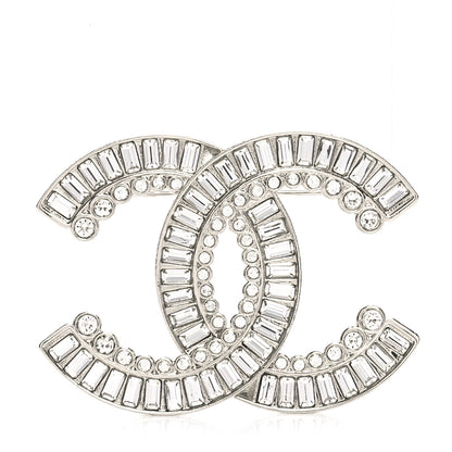 Chanel Baguette Crystal CC Brooch Silver 1 of 4