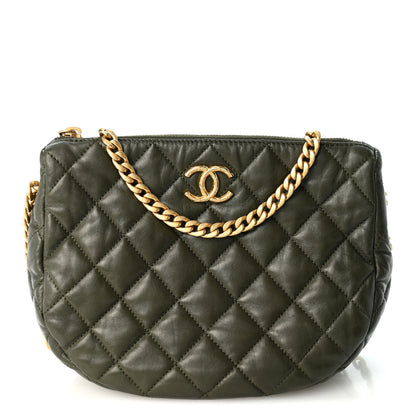 Chanel Lambskin Quilted Pillow Crush Chain Hobo Khaki 1 of 10