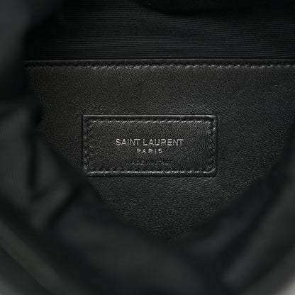 Saint Laurent Calfskin Crocodile Embossed West Hollywood Monogram Fold Over Clutch Black 6 of 8