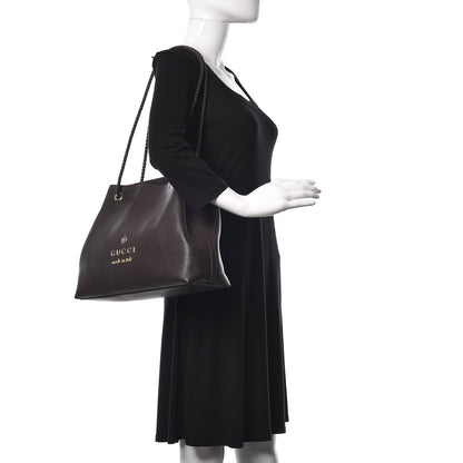Gucci Calfskin Medium Braided Handle Gifford Tote Dark Brown 2 of 14