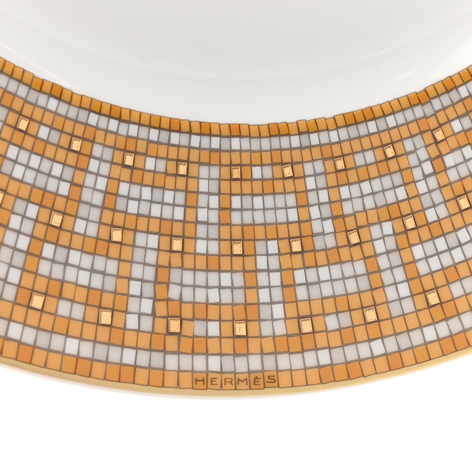Hermes Porcelain Mosaique Au 24 Gold Dinner Plate Set of 2 5 of 7