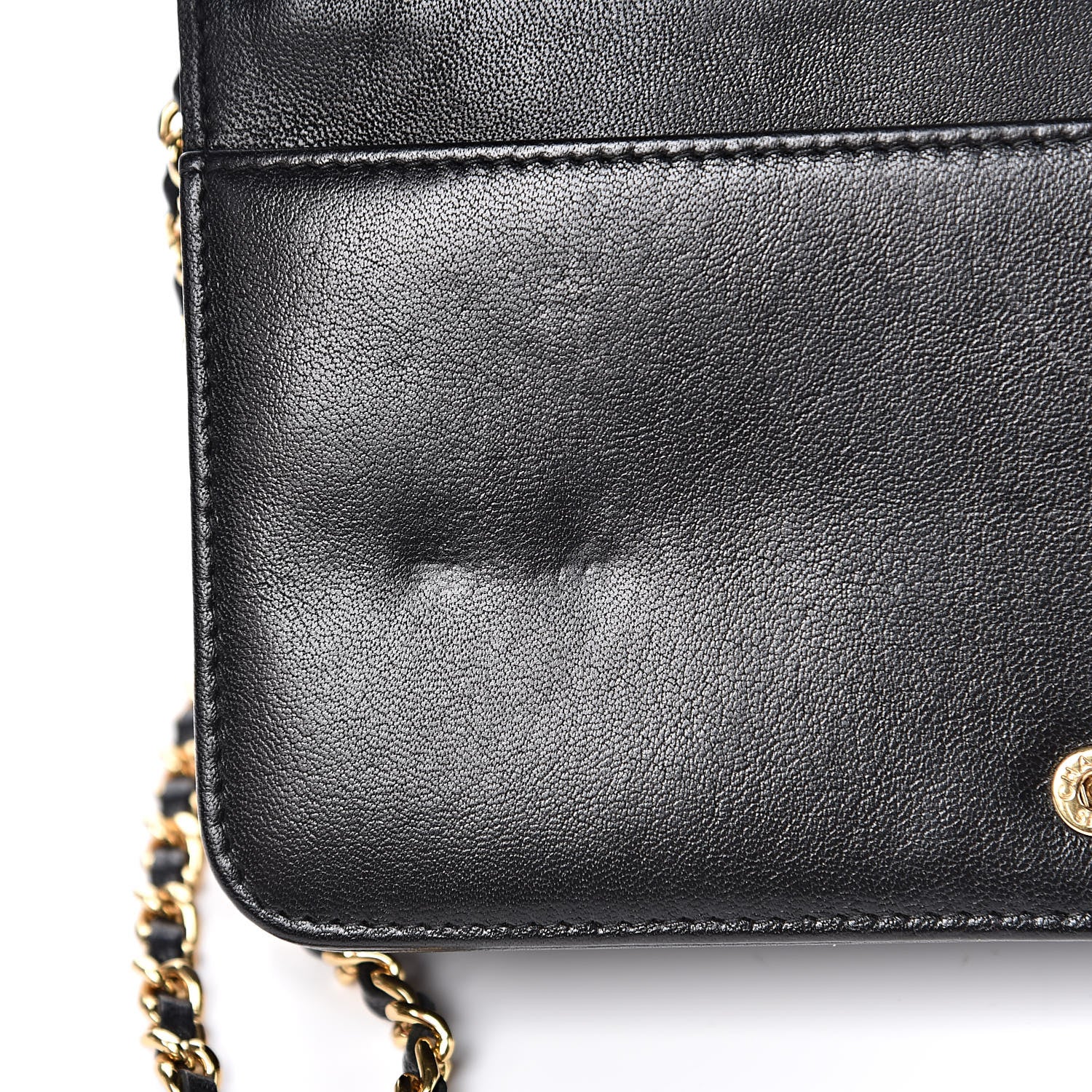 Chanel Sheepskin Quilted Mademoiselle Vintage Wallet On Chain WOC Black 9 of 13