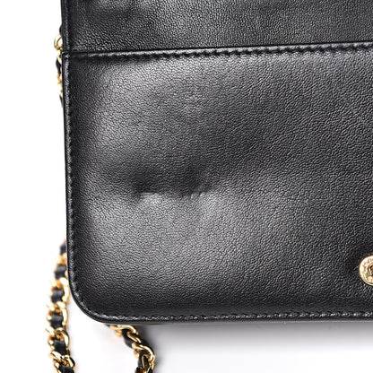 Chanel Sheepskin Quilted Mademoiselle Vintage Wallet On Chain WOC Black 9 of 13