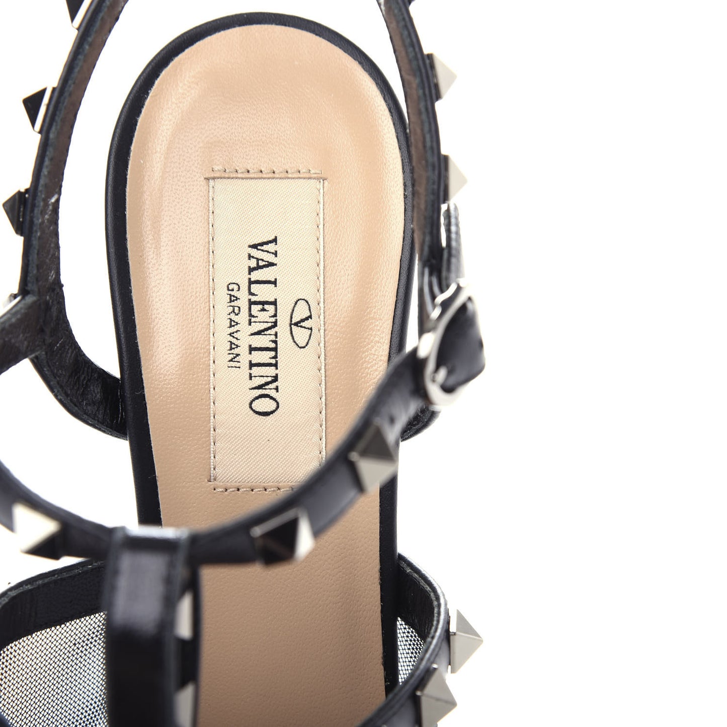 Calfskin Mesh Rockstud Gladiator 105mm Sandals 36 Black