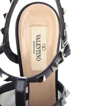 Valentino Garavani Calfskin Mesh Rockstud Gladiator 105mm Sandals 36 Black 8 of 10