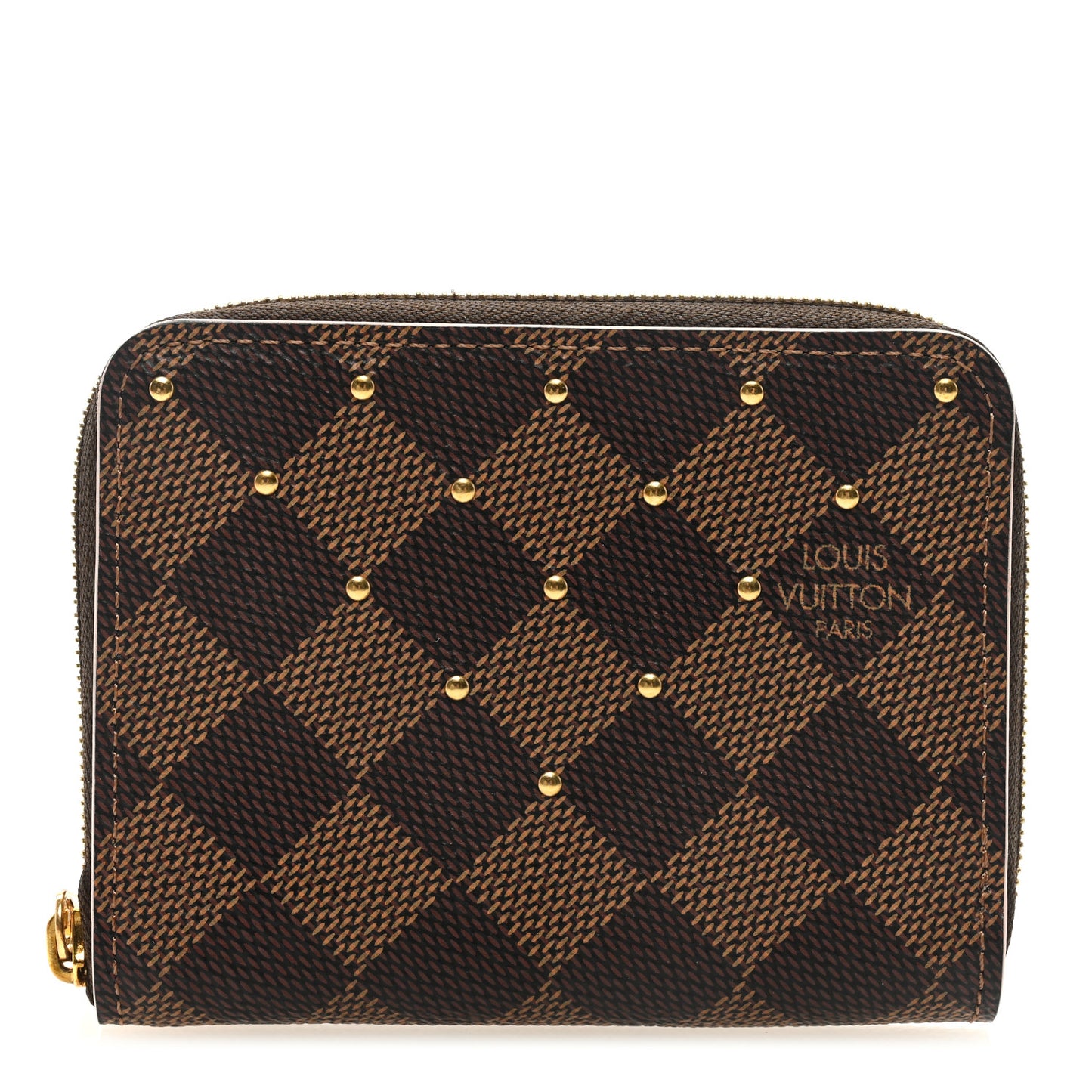 Damier Ebene Studded Zippy Coin Purse Rose Ballerine