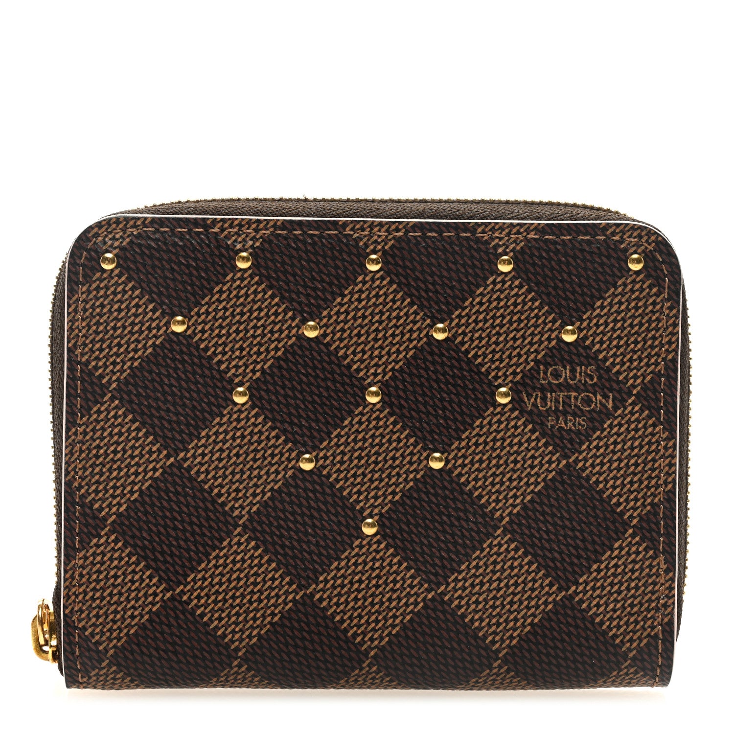 Louis Vuitton Damier Ebene Studded Zippy Coin Purse Rose Ballerine 1 of 6