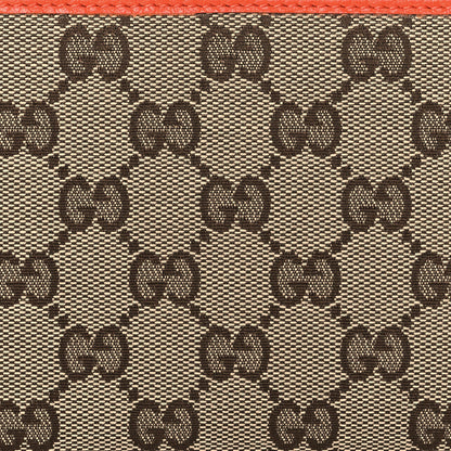 Gucci Monogram Dollar Calfskin Zip Around Wallet Beige Ebony Sun Orange 7 of 8