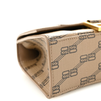 Balenciaga Coated Canvas BB Monogram Hourglass Top Handle Bag XS Beige Brown 10 of 11
