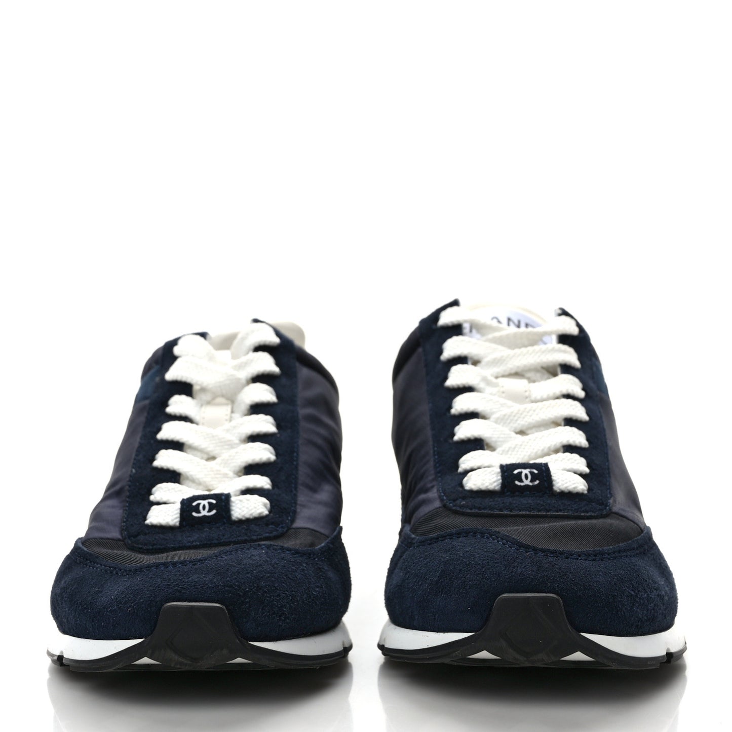 Nylon Suede Kidskin Calfskin Logo Sneakers 37 Dark Navy Blue Navy Blue Black