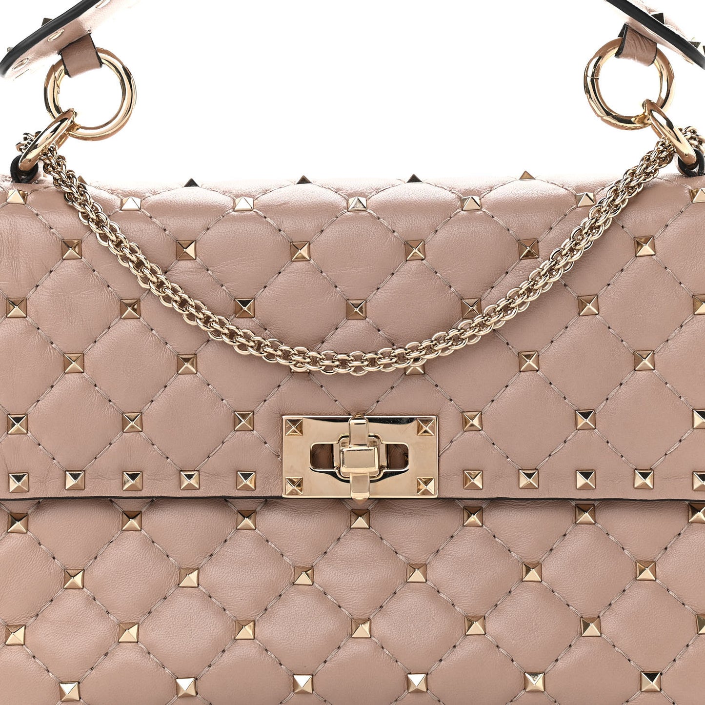 Lambskin Medium Rockstud Spike Shoulder Bag Poudre