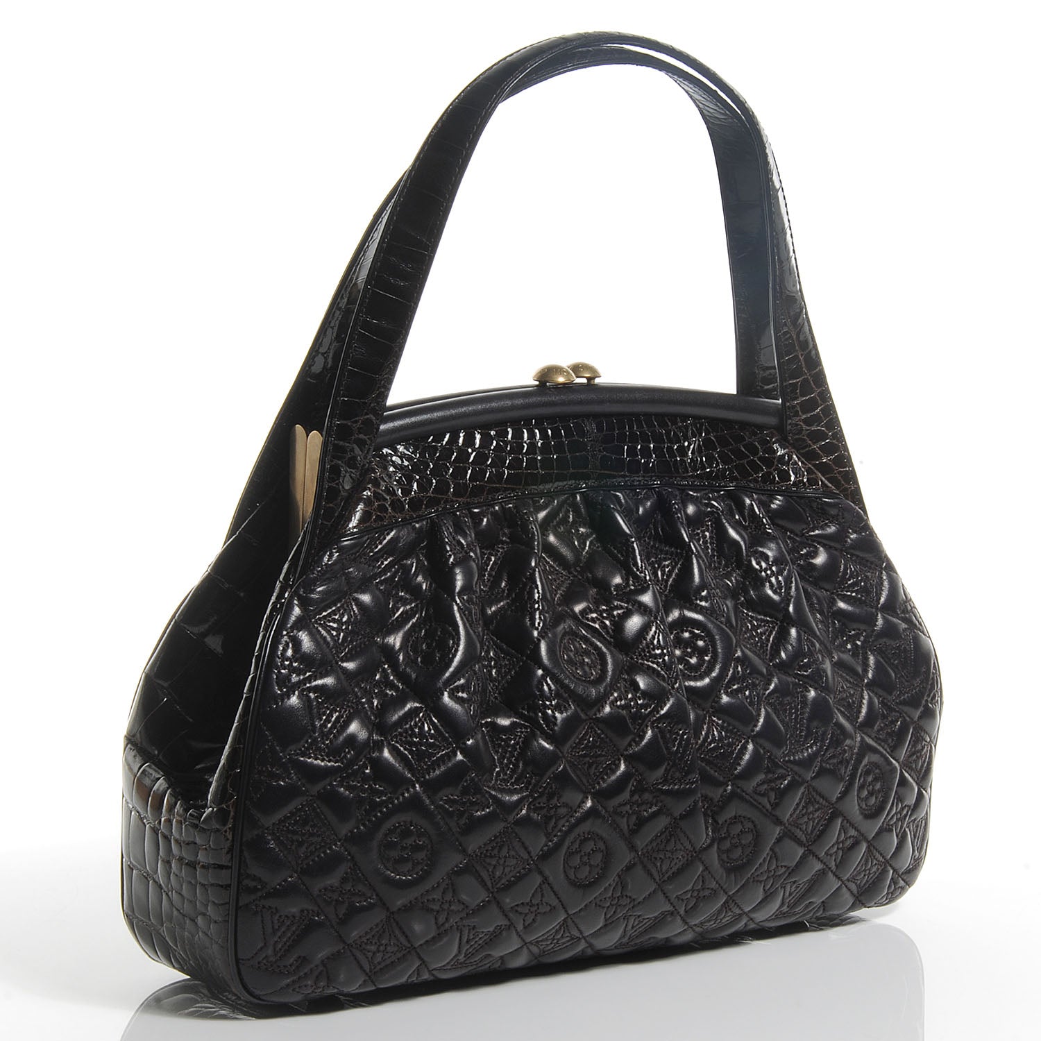Louis Vuitton Monogram Vienna Alligator Sac Fermoir GM Aubergine 2 of 8