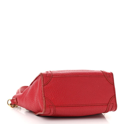 Celine Drummed Calfskin Nano Luggage Red 3 of 11