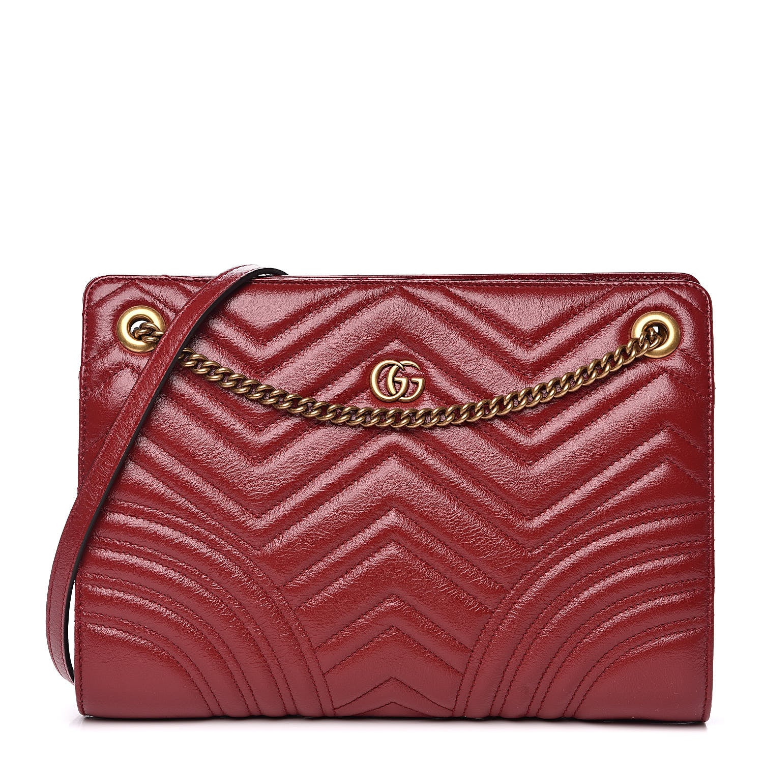 Gucci Azalea Calfskin Matelasse Heart Medium GG Marmont Slim Shoulder Bag Romantic Cerise 1 of 10