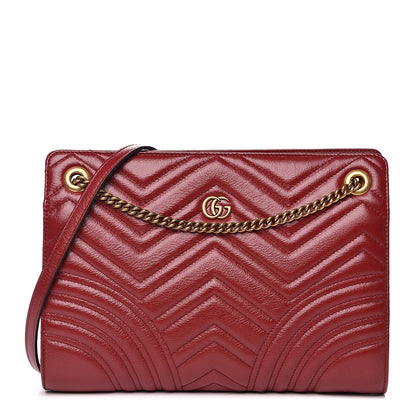 Gucci Azalea Calfskin Matelasse Heart Medium GG Marmont Slim Shoulder Bag Romantic Cerise 1 of 10