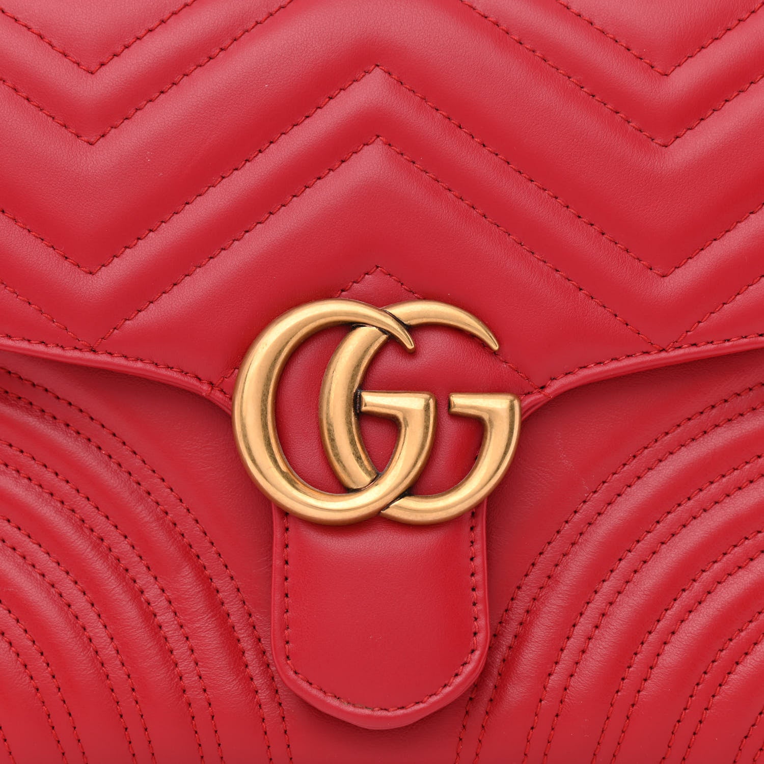 Gucci Calfskin Matelasse Small GG Marmont Top Handle Shoulder Bag Hibiscus Red 8 of 11