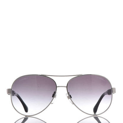 Chanel Lambskin Quilted CC Aviator Sunglasses 4195-Q Black 2 of 7