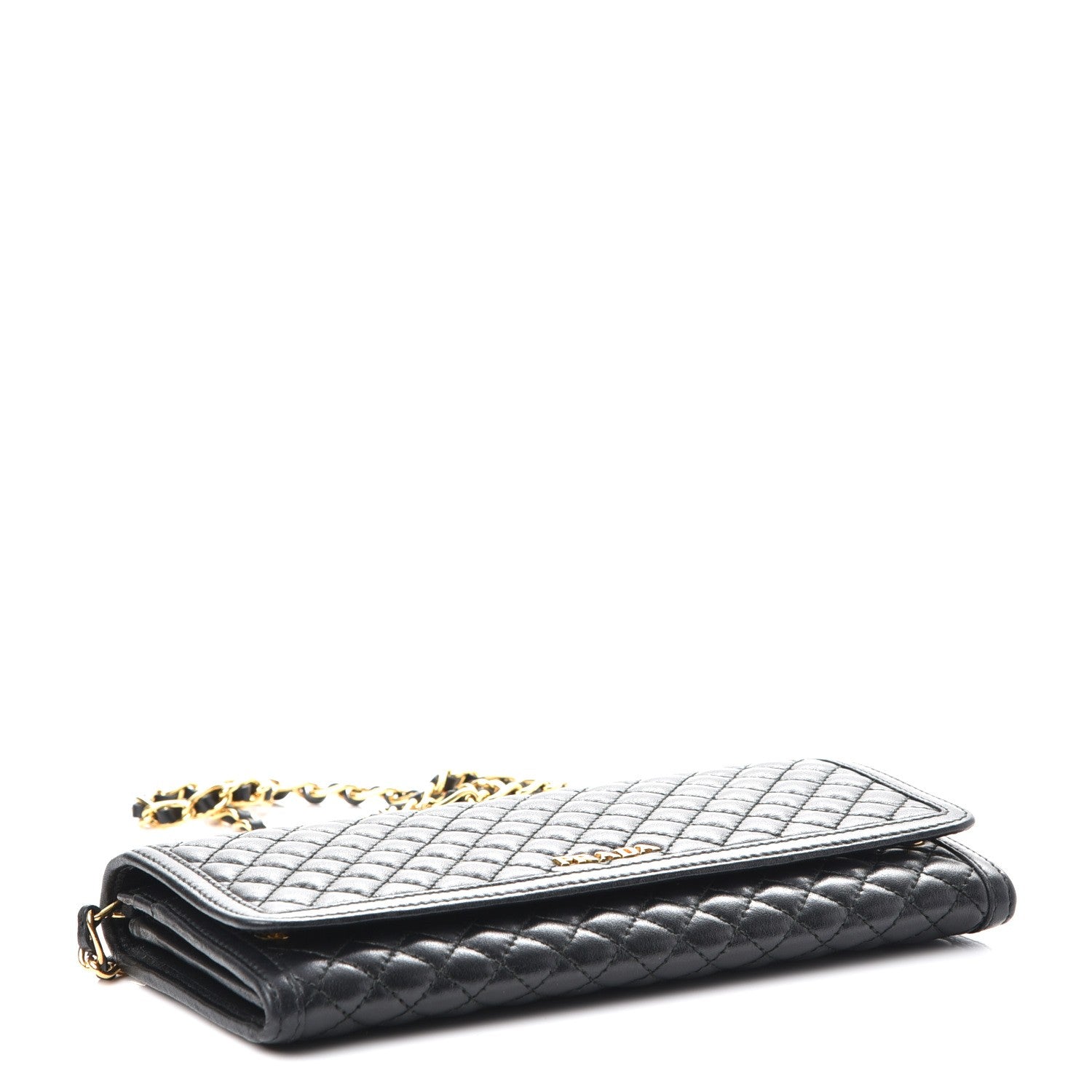 Prada Soft Calfskin Quilted Chain Wallet Black 4 of 8