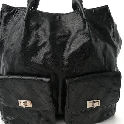 Chanel Glazed Caviar Large Pocket In The City Tote Black 8 of 11
