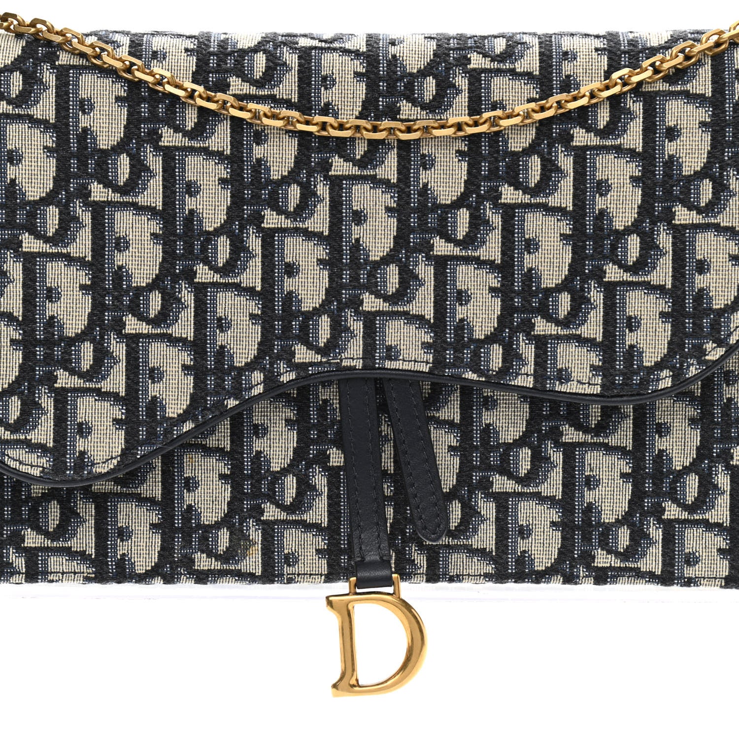 Christian Dior Oblique Saddle Chain Pouch Blue 7 of 9