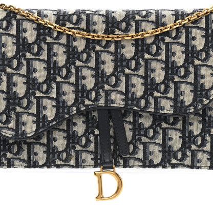 Christian Dior Oblique Saddle Chain Pouch Blue 7 of 9