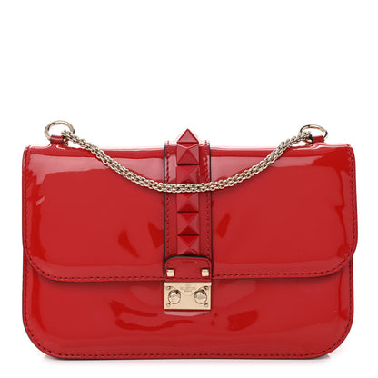 Valentino Garavani Patent Monochrome Medium Glam Lock Rockstud Flap Rosso Valentino 1 of 10