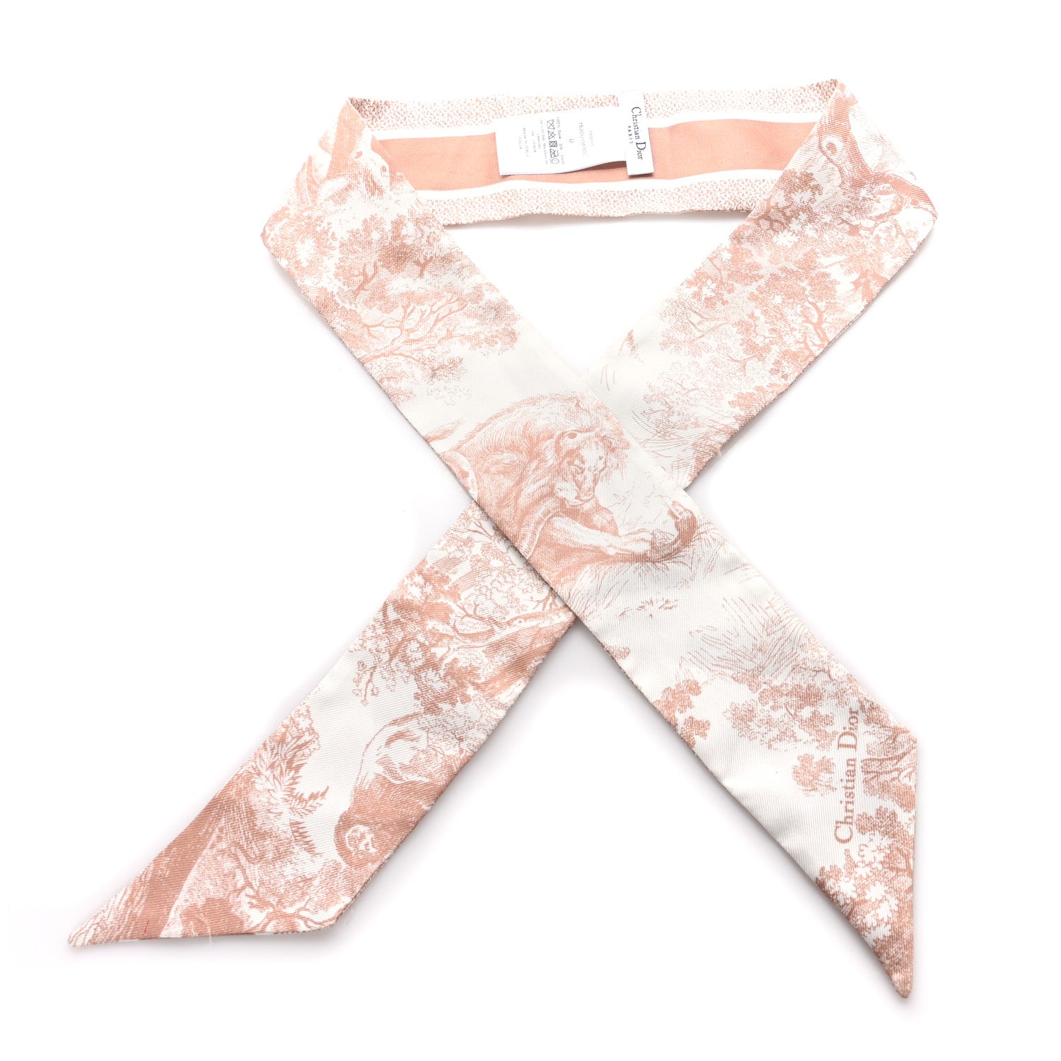 Christian Dior Silk Toile De Jouy Mitzah Scarf Pink 1 of 4