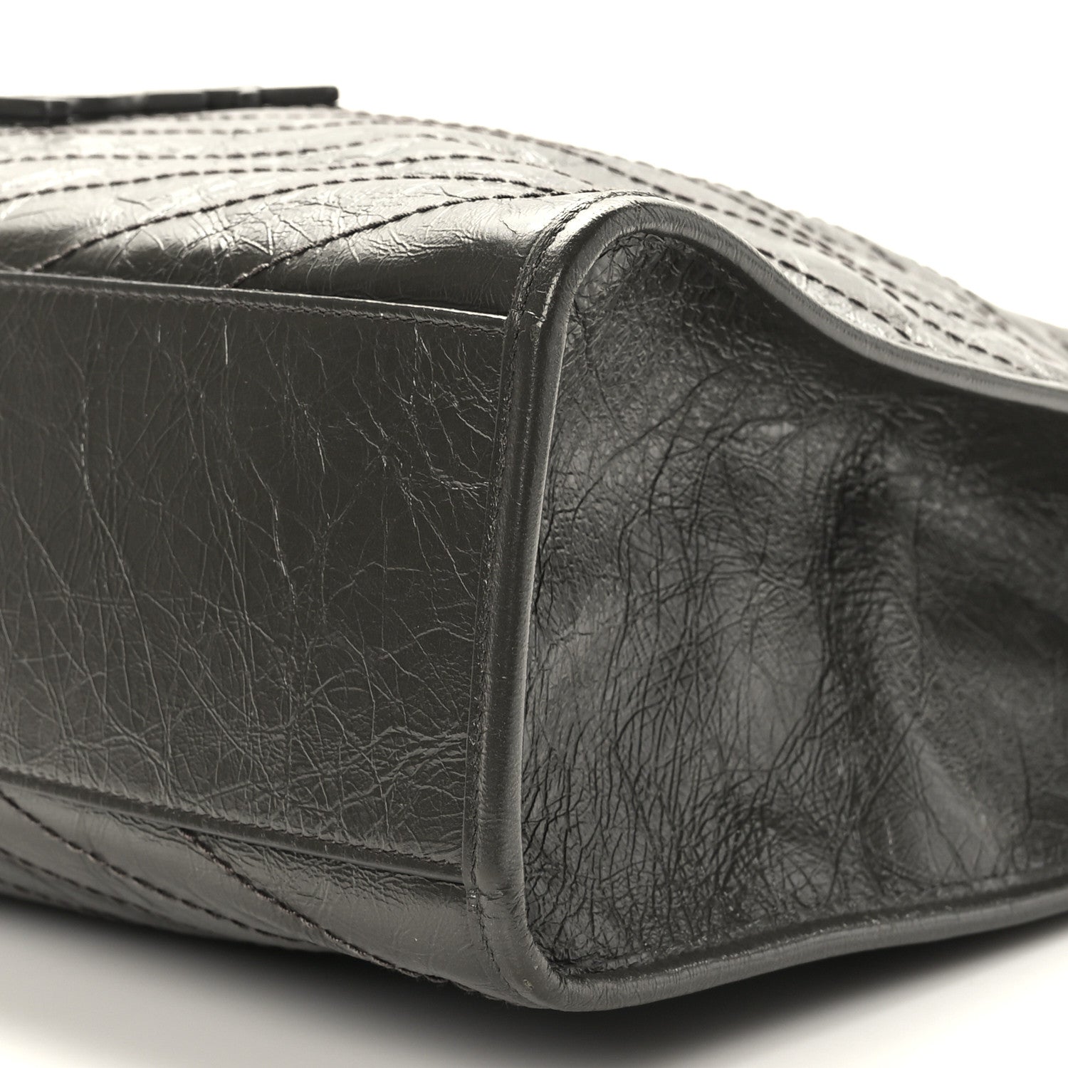 Saint Laurent Crinkled Calfskin Matelasse Monogram Niki Shoulder Bag Storm 9 of 9