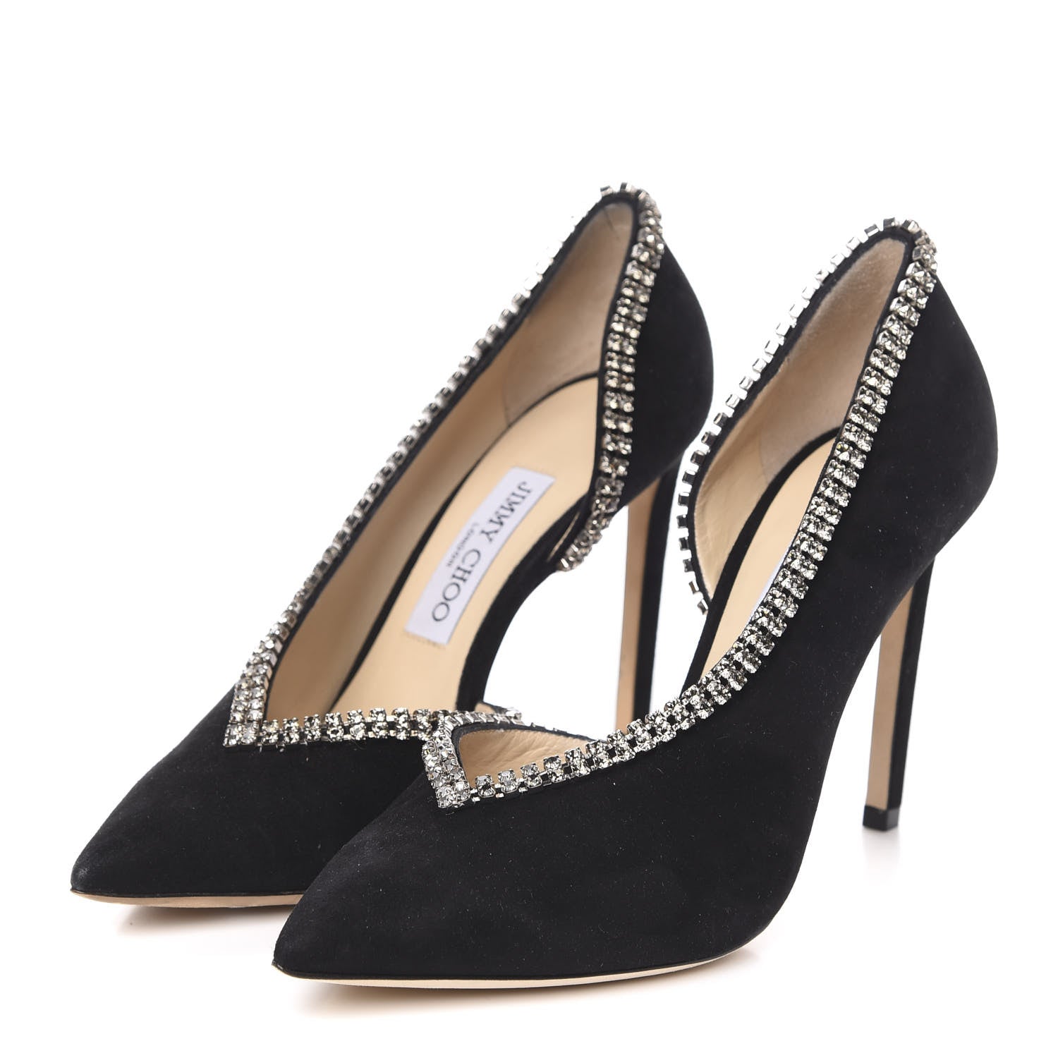 Jimmy Choo Suede Crystal Lilian 100 Pumps 37.5 Black 3 of 8