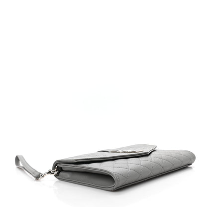 Saint Laurent Grain De Poudre Textured Mixed Matelasse Triquilt Monogram Clutch Storm 3 of 7