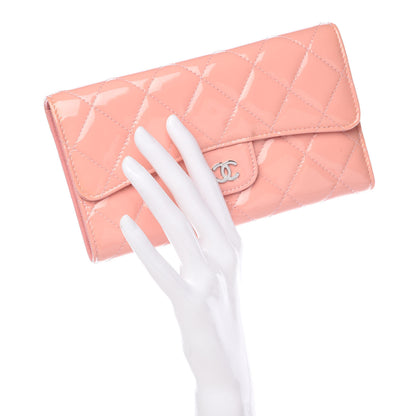 Chanel Patent Quilted Long Flap Wallet Pink 2 of 12