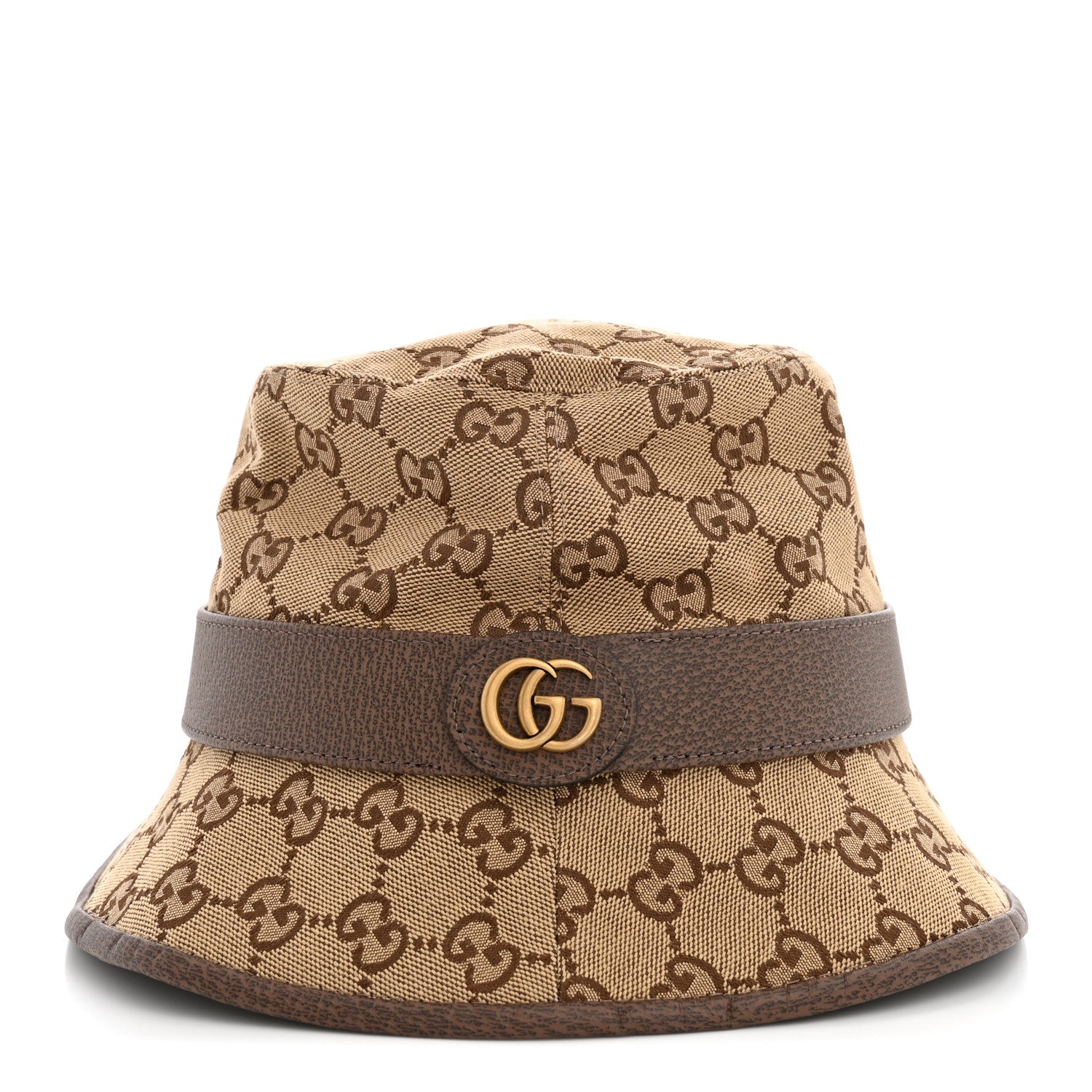 Gucci Monogram Textured Dollar Calfskin GG Jago Bucket Hat M Cacao Beige 3 of 10
