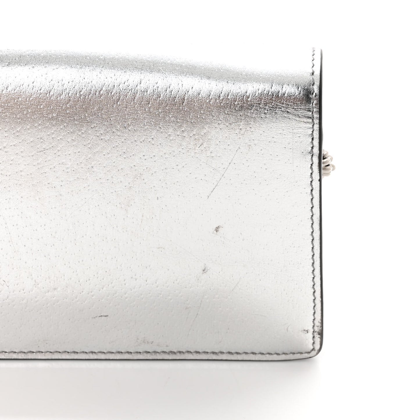 Metallic Calfskin Crystal Super Mini Dionysus Shoulder Bag Silver