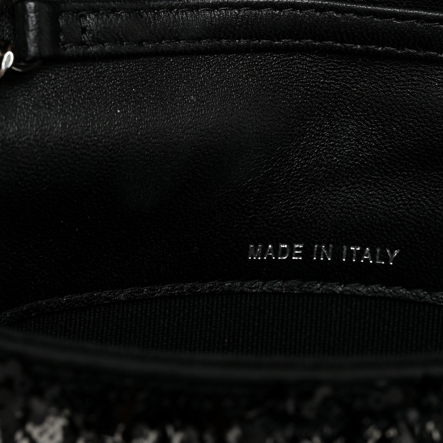 Sequin COCO Clutch With Chain Black Silver