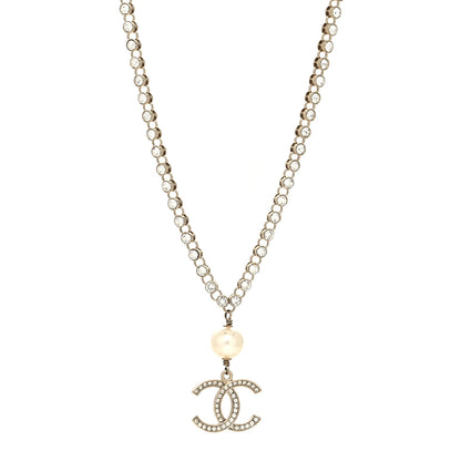 Chanel Crystal Pearl CC Short Necklace Gold 1 of 5
