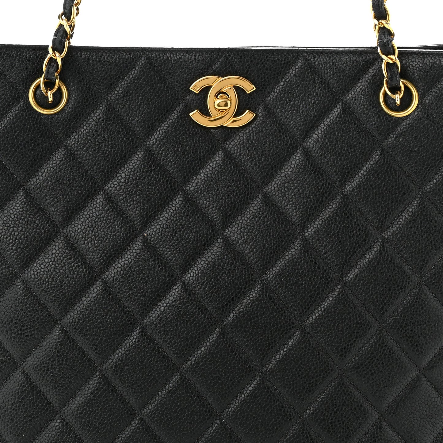 Caviar Quilted Shopper Tote Black