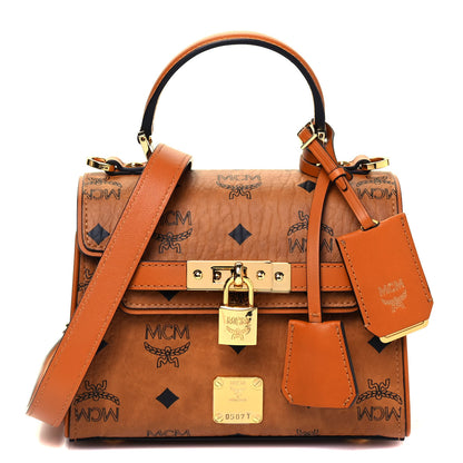 MCM Visetos Mini Heritage Top Handle Satchel Cognac 1 of 9