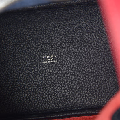 Hermes Taurillon Clemence Casaque Picotin Lock 18 PM Rose Extreme Bleu Nuit 6 of 10