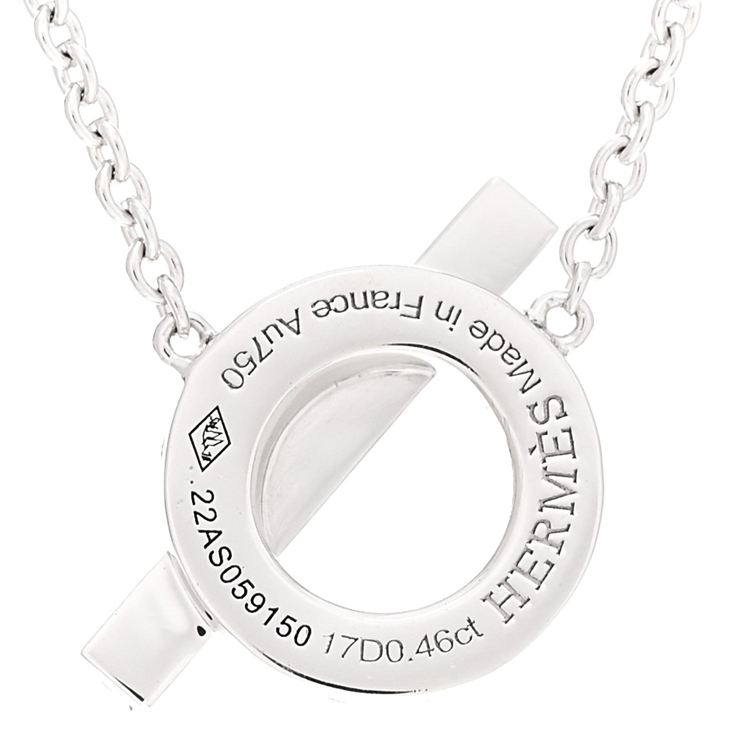 Hermes 18K White Gold Diamond Finesse Pendant Necklace 4 of 5