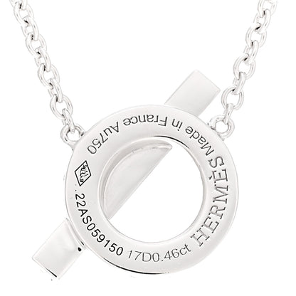 Hermes 18K White Gold Diamond Finesse Pendant Necklace 4 of 5