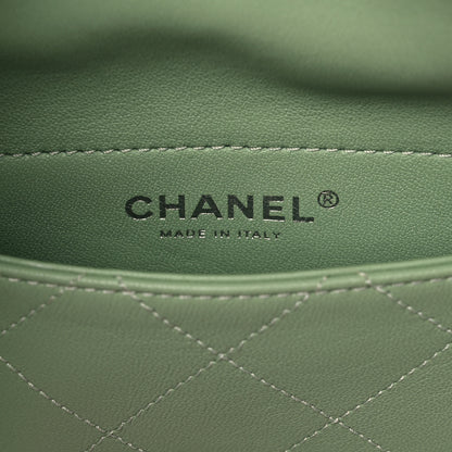 Chanel PVC Lambskin Stitched Medium Coco Splash Shopping Bag Green Pink 6 of 15