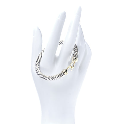 David Yurman Sterling Silver 14K Yellow Gold 7mm Cable Classic Buckle Bracelet 2 of 7