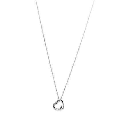 Tiffany Sterling Silver Pink Sapphire Elsa Peretti 16mm Open Heart Pendant Necklace 1 of 8