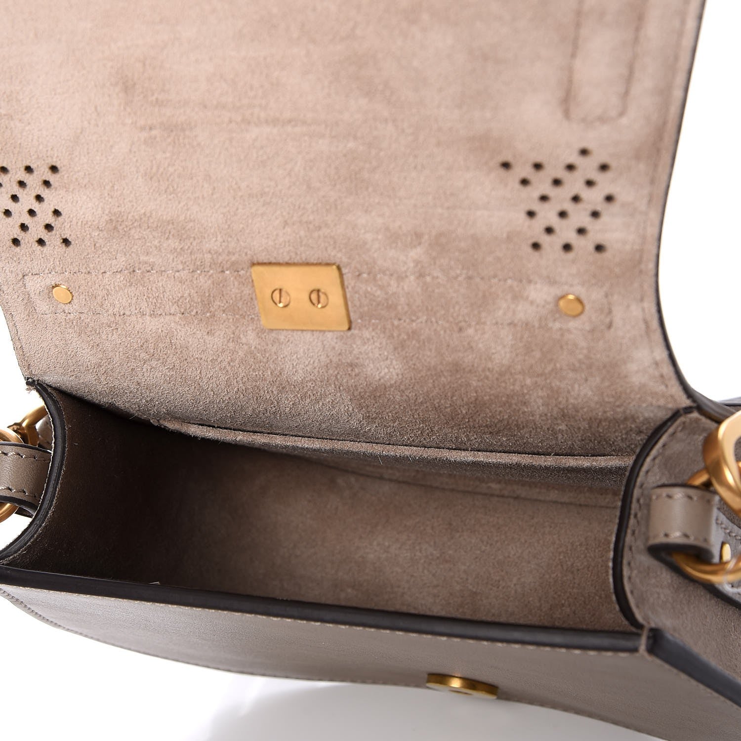Chloe Calfskin Suede Paisley Patchwork Perforated Small Nile Bracelet Bag Motty Grey 5 of 7
