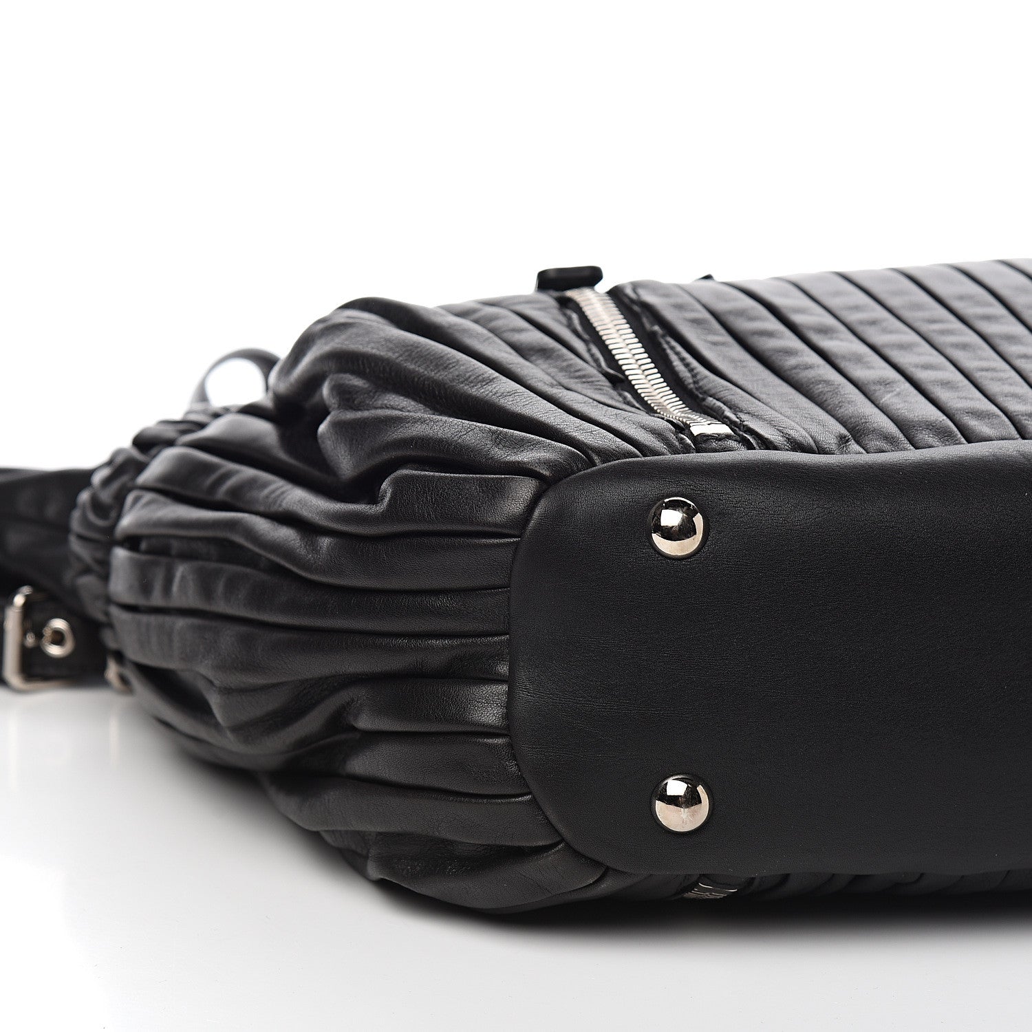 Miu Miu Nappa Plisse Zip Satchel Black 7 of 11