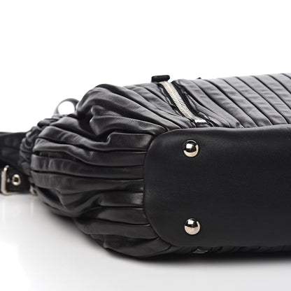 Miu Miu Nappa Plisse Zip Satchel Black 7 of 11