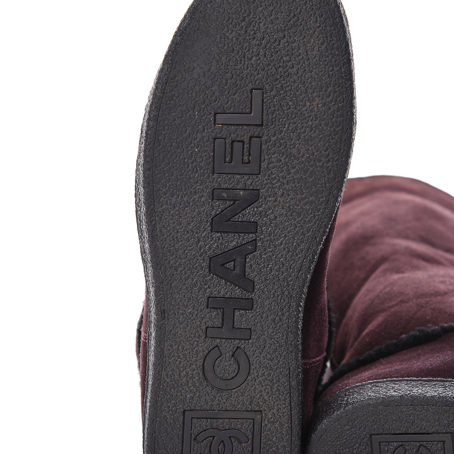Chanel Suede Logo Boots 41 Burgundy 12 of 13